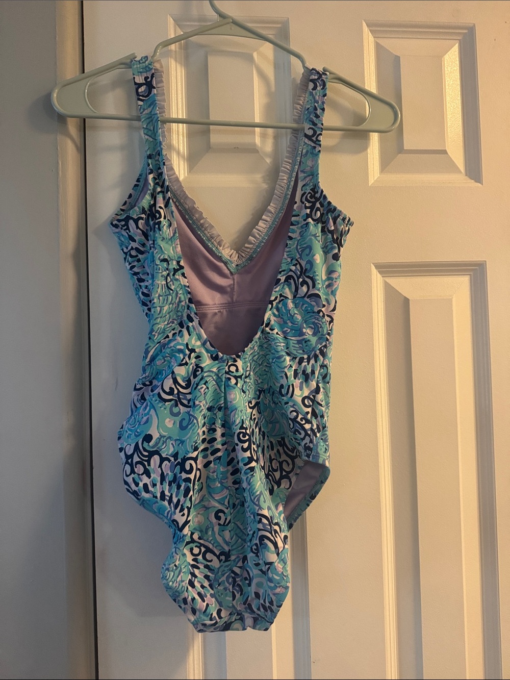 Lilly Pulitzer Turquoise Navy Floral One-Piece Swimsuit - Picture 2 of 8